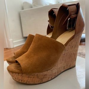 Marc Fisher Light Brown Suede Wedges